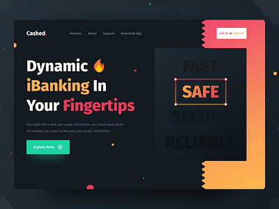 Cashed - iBanking Web UI 3d adobe xd app attractive banking figma gradient ibanking internet banking landing page layout online online banking trending typography ui user interface ux web design website