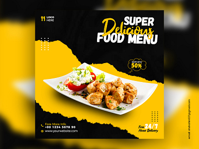 Delicious social media post design template ads banner banner banner design branding chicken delicious facebook ads facebook post food ads food menu free mockup google ads graphic design instagram ads instagram post marketing campaign print social media ads social media post web banner