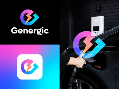 Genergic Logo Design | Electric Car Charge Station Logo Concept brand identity brand mark branding charging station electric energy flat g logo gradient logo icon letter logo logo logo design logomark logos logotype minimalist modern logo power symbol