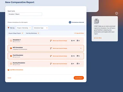 Multi-Selection and Filtering UI in Custom Reports Creation Form app comet complex selection design energy filters forms interaction multi select select elements simulation sorting two row filtering ui ux web application