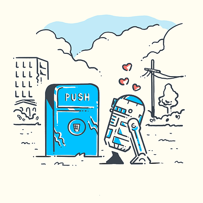 Love at first bleep c3po cute doodle droid droids illustration love lucas luke skywalker procreate r2d2 robot star wars