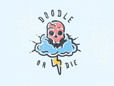 Doodle Or Die bolt cloud doodle hand drawn illustration procreate skull skulls tattoo thunder