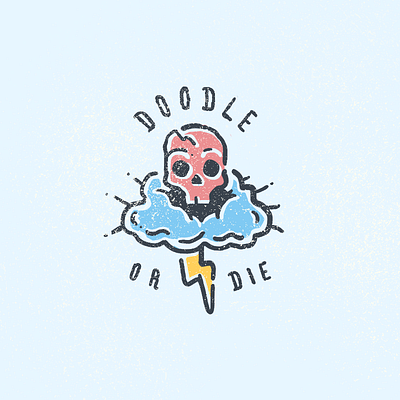 Doodle Or Die bolt cloud doodle hand drawn illustration procreate skull skulls tattoo thunder