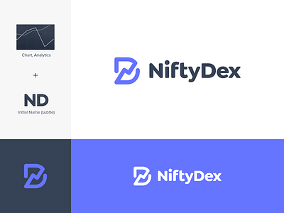 Chart / N / D analytic brand branding chart d graph iconic initial logo mark marketing monoline n nd nft simple statistics symbol technology trading