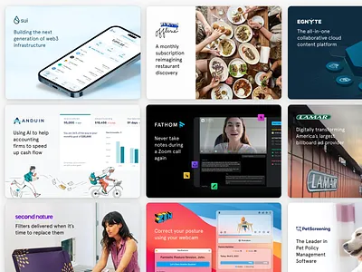 Portfolio Cards app card cards case studies case study client clients grid illustration logos mobile portfolio projects ui ux