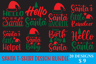 SANTA T-SHIRT DESIGN BUNDLE christmas ornaments svg