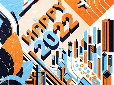 Happy 2022! city design event illustration illustrator minimalist social media texture vector