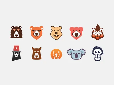Animal Mascots! bear brand brand identity branding character collection design icon illustration logo logo design logofolio mark mascot pet rebrand redesign symbol