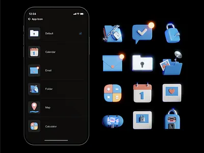 3D customized icons pack for mobile application 3d 3d art branding illustration mobile app ui ui ux