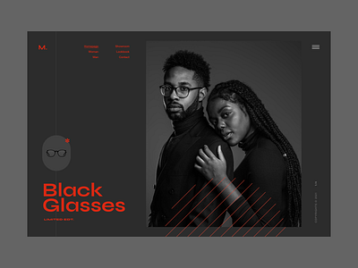 Glasses black clean dark design desktop ecommerce glasses gray landing layout modern page red responsive shop subtl visux web webdesign white