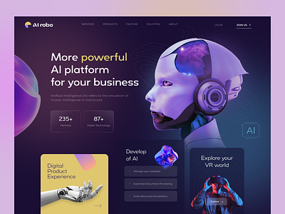 AI Technology Landing Page 🤖 ai ar banner illustration landing page technology ui ui design website