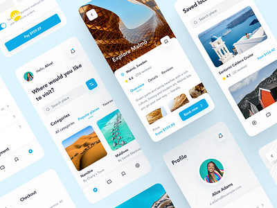 Travel App app booking city clean color flight hotel minimal mob mobile ticket tour tourism travel travelling trip ui uiux ux vacation