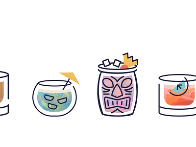 Tropical Intoxication alcohol animation bar cocktail color design icon illustration menu product tiki tropical