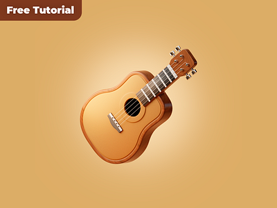 Рендер 3D иконки гитары / Render 3D guitar icons / Blender 3.0 3d 3d artist 3d icon 3d render 3d tutorial blender blender render brown cute guitar tutorial video youtube