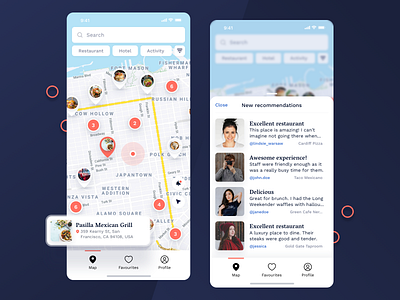 True Inside mobile app app comment event list map mobile notification pin product design profile recommendation ui uiux ux venue