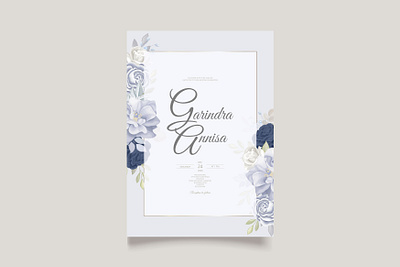 Wedding Invitation Beautiful Blue Rose floral card design floral flower frame illustration logo ui vector wedding