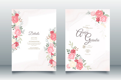 Wedding Invitation Beautiful Rose Floral card design floral flower frame illustration logo ui vector wedding