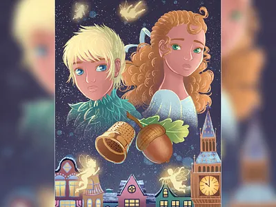 Kiss acorn app artwork book boy character art city design digital art fairy tale game girl illustration illustrator jigsaw kiss london peter pan thimble town