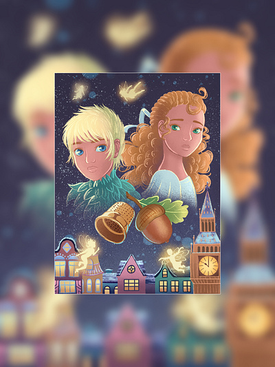 Kiss acorn app artwork book boy character art city design digital art fairy tale game girl illustration illustrator jigsaw kiss london peter pan thimble town