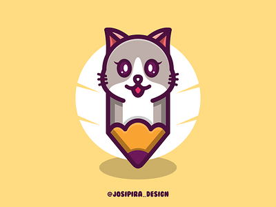 PENSIL CAT america app apparel branding canada cartoon cat design dubai florida graphic design illustration logo logoawesome logoroom logos meksico sport texas usa