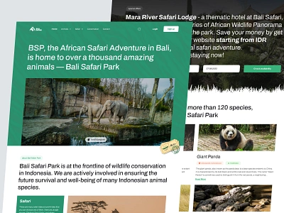 Bali Safari Park - Zoo Landingpage adventure animal animal websites app clean cleandesign design earth minimalist pets safari ui uidesign websites wildlife zoo zoo websites