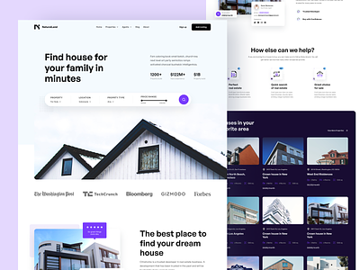 NaturalLand - Real Estate Landing Page agent building clean design home listing house landing page minimal properties property real estate real estate agency real estate website realtor residence ui design uiux web whitespace