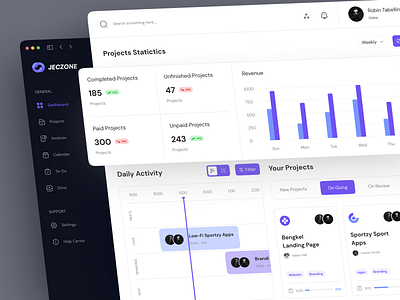 Jeczone - Project Management Dashboard by Alèn for Vektora on Dribbble