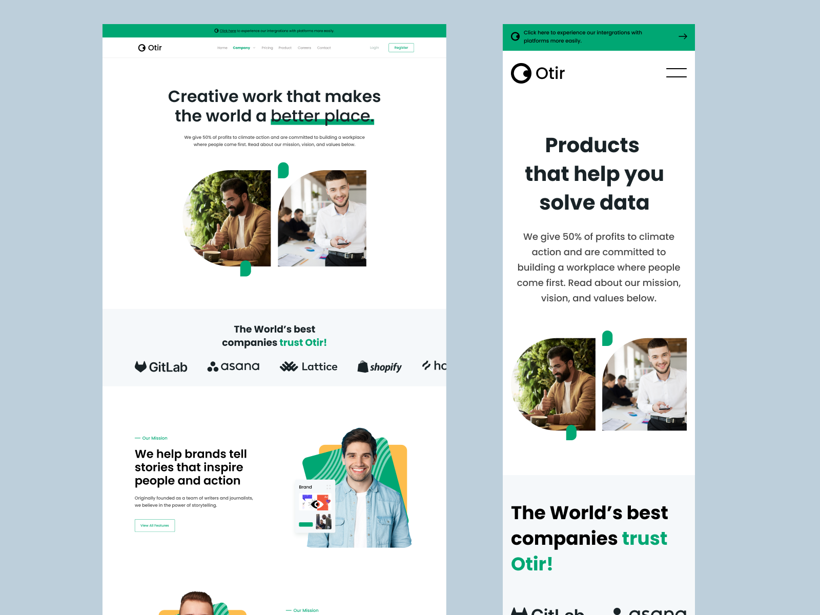 Otir Business Management Web & Mobile Responsive agency website app branding business website card changelog color documentaion foter interactions ios mobile app mobile v.1 otir product page saas website style guide web website