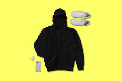 Black zip hoodie mockup black creative flatlay hoodie image jacket mockup photo sweather top view zipper