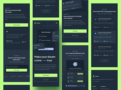 Jobtree - Landing page responsive design app design branding clean dark dark mode design find job finder flat hrd job job finder logo responsive search seeker simple ui web website