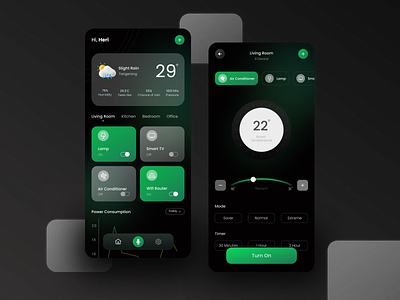 Smart Home app dark mode design typography ui