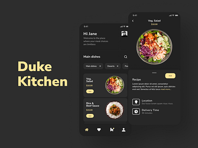 Duke Kitchen design ecommerce food ordering mobile app product design ui uiux ux