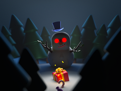 Happy holidays! 3d 3d character arnold character cinema4d design forest gift graphic design icon illustration render scary snowman wallpaper web winter xmas