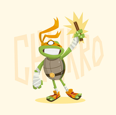 Michelangelo likes churros churro illustration tmnt turtle