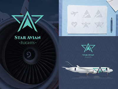 Star Avian Flights Logo and Branding avianlogo branding design flightlogo graphic design logo plane vector