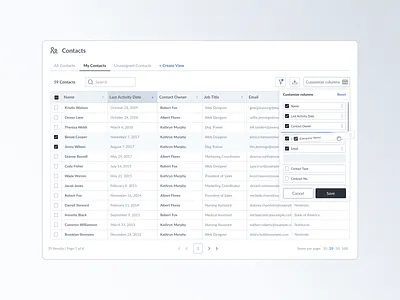 Table component with customisable columns columns component componentdesign customisable customisablecolumns dashboard nielsjoop product product design table ui uidesign ux uxdesign webdesign