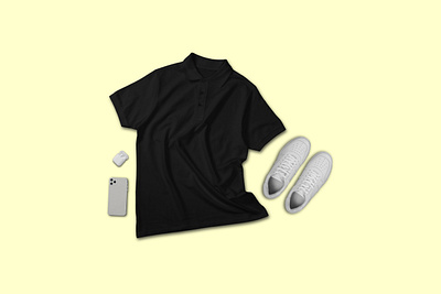 Black polo shirt creative flat lay concept collar polo