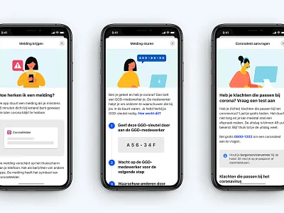 CoronaMelder 🦠🇳🇱 android app apple corona coronamelder covid 19 illustration interface ios iphone 11 nederland rijksoverheid sheet
