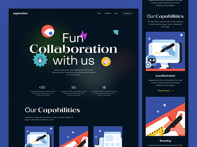 Agency Website - Exploration agency dark design desktop digital agency exploration homepage icon illustration landing page mobile version portofolio responsive studio typography ui website