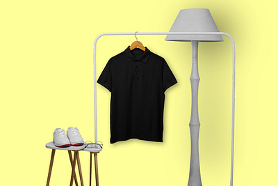 Black poloshirt on rack display collar polo