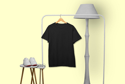 Black t shirt short sleeve on rack display sleeve