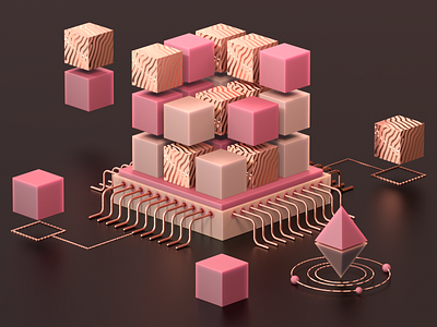 Cube Network 3d 3dabstract 3dart 3ddesign 3dillustration 3dnetwork abstract art branding c4d cinema4d design dmodeling icon illustration logo redshift render ui web