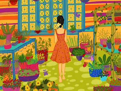 Happy space characterdesign colorful colorfulart design illustration illustrator illustratorsofindia plantlady procreate