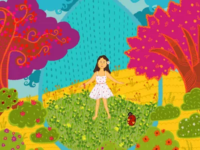 Embracing the raindrops characters colorful colorfulart illustration illustrator illustratorsofindia indieart vibrant