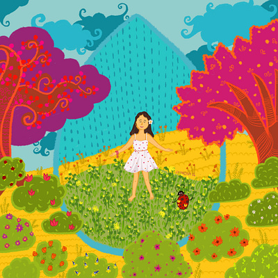 Embracing the raindrops characters colorful colorfulart illustration illustrator illustratorsofindia indieart vibrant