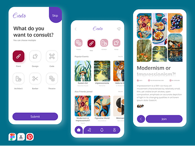 Evento art artevent event minimal online shop shop ui vector
