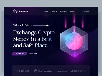 Crypto - Landing page 2020 acechallenge bank branding coin color cryptocurrency design exchange header illustration logo ui uiux ux wallet