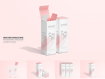 High Rectangle Box Packaging Mock-up. box branding mockup packaging