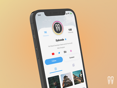 Social App Design - User Profile View adobe xd app design appconcept concept app design design dykoode figma frontend instagram photo app profile social app social media app ui design uiuxdesign user profile ux design web design