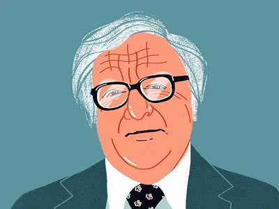 Ray Bradbury digital drawing flat illustration portrait ray bradbury writer